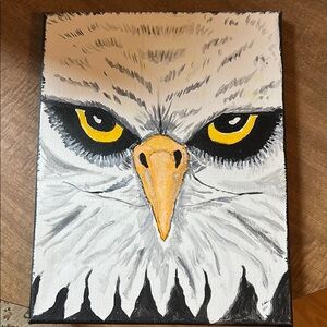 Majestic Eagle Canvas Art - Black, White, and Yellow